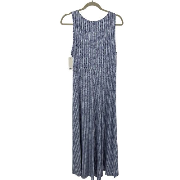 Croft & Barrow Medium Maxi Tank Dress Blue Dotted Stripe Knit Beach Resort NEW - Picture 2 of 8
